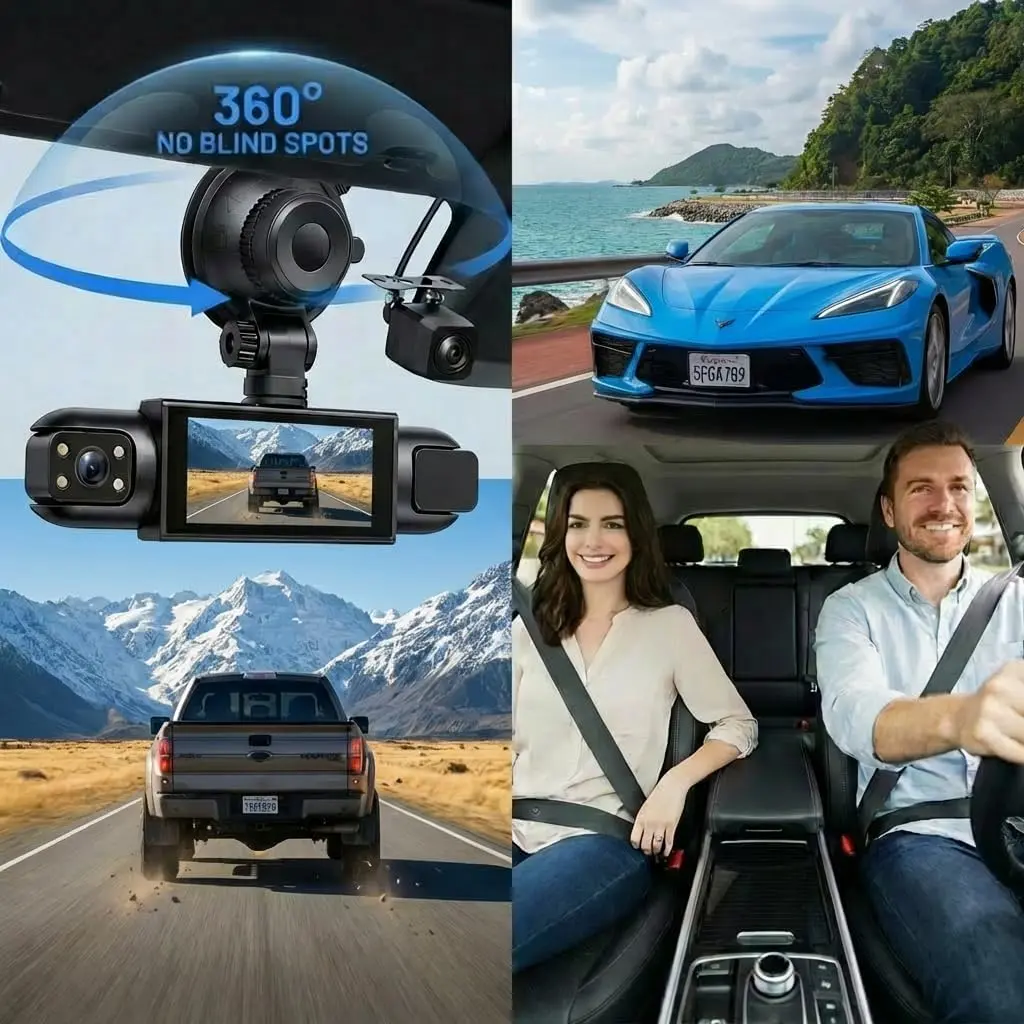 Wagoyo Dash Cam Front and Rear Inside,4 Channel,IR Night Vision for Driver (Grey) | 1080p HD, Night Vision, Parking Monitor - view 2