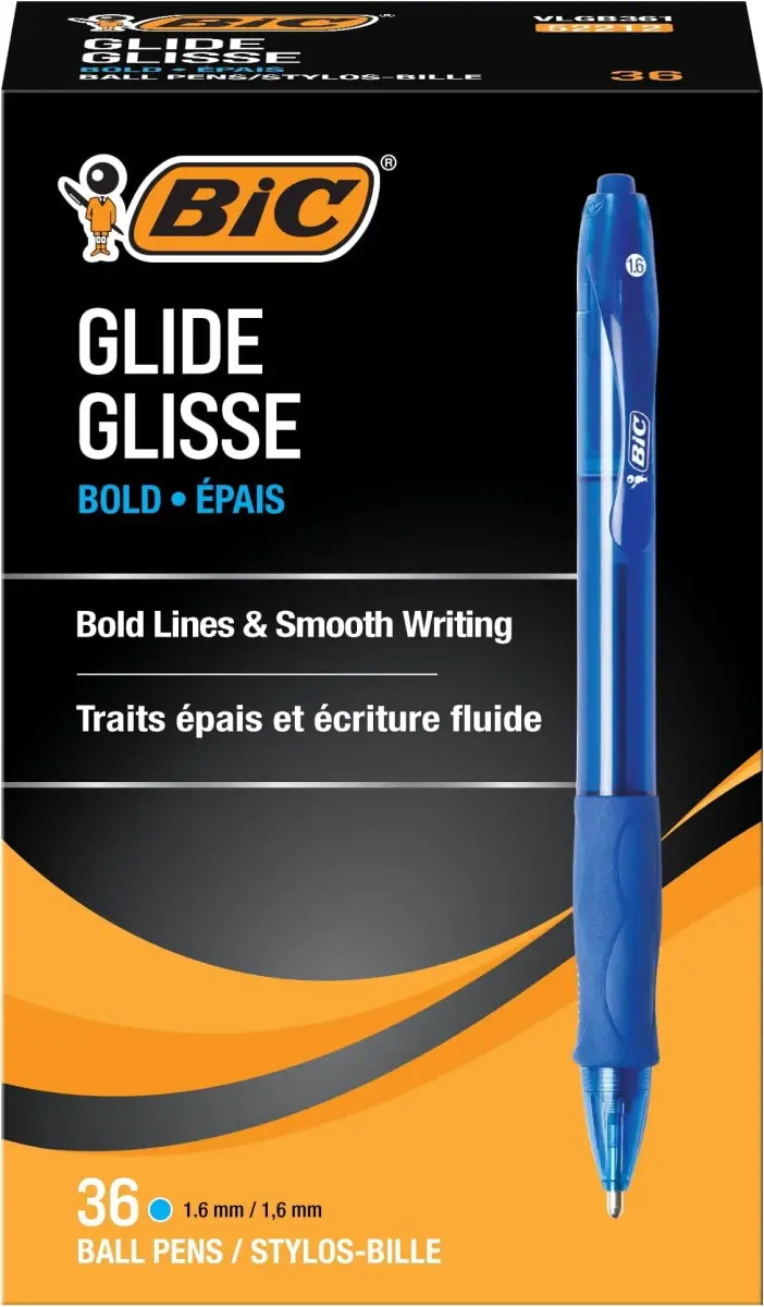 BIC Glide Bold Blue Ballpoint Pens, Bold Point (1.6mm), Retractable with Full Grip, 432 Count | Smooth Ink Flow - main product image