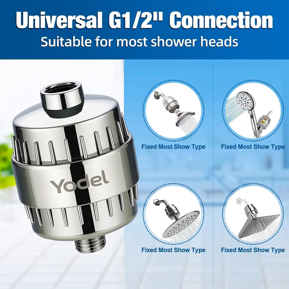 Yodel Shower Filter for Hard Water | Inline KDF-55 with Vitamin C, 8,000 Gallons, Polished Chrome - view 6