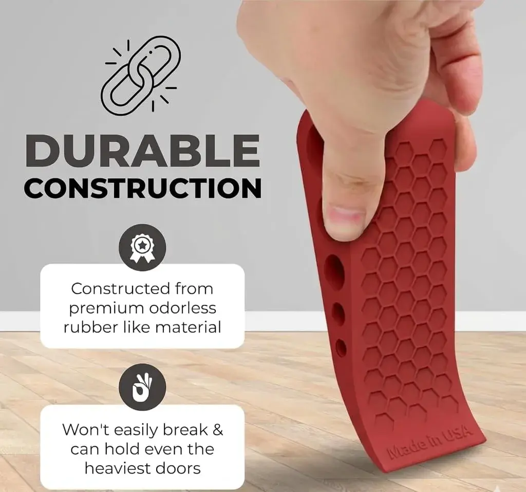 suspension dudes Red Door Stop Wedge 13.3cm (5.24in) | Heavy Duty Rubber for All Floors - view 6