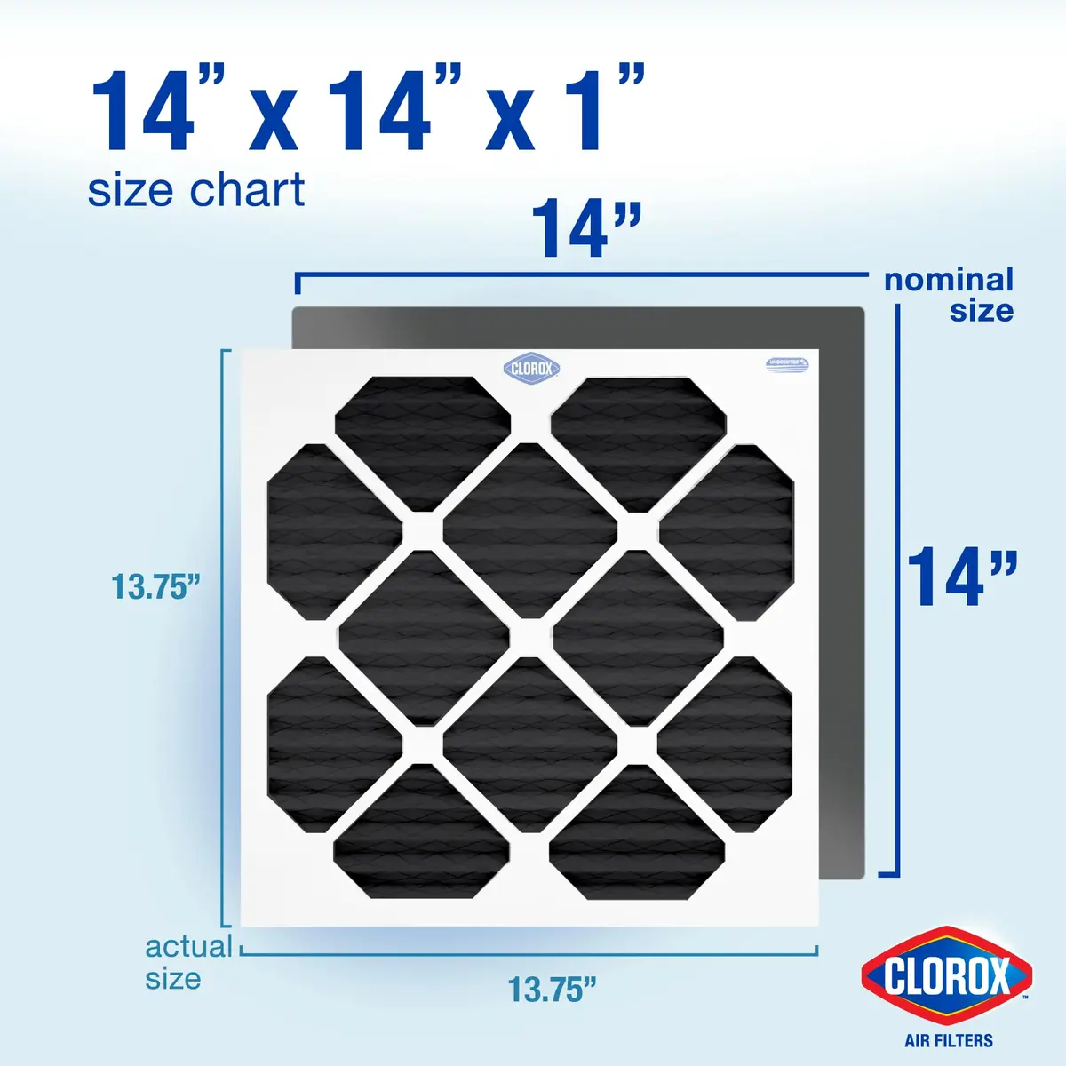 Clorox Air Filters 14x14x1 MERV 8 with Carbon | Pet & Odor Control, Made in USA - view 2
