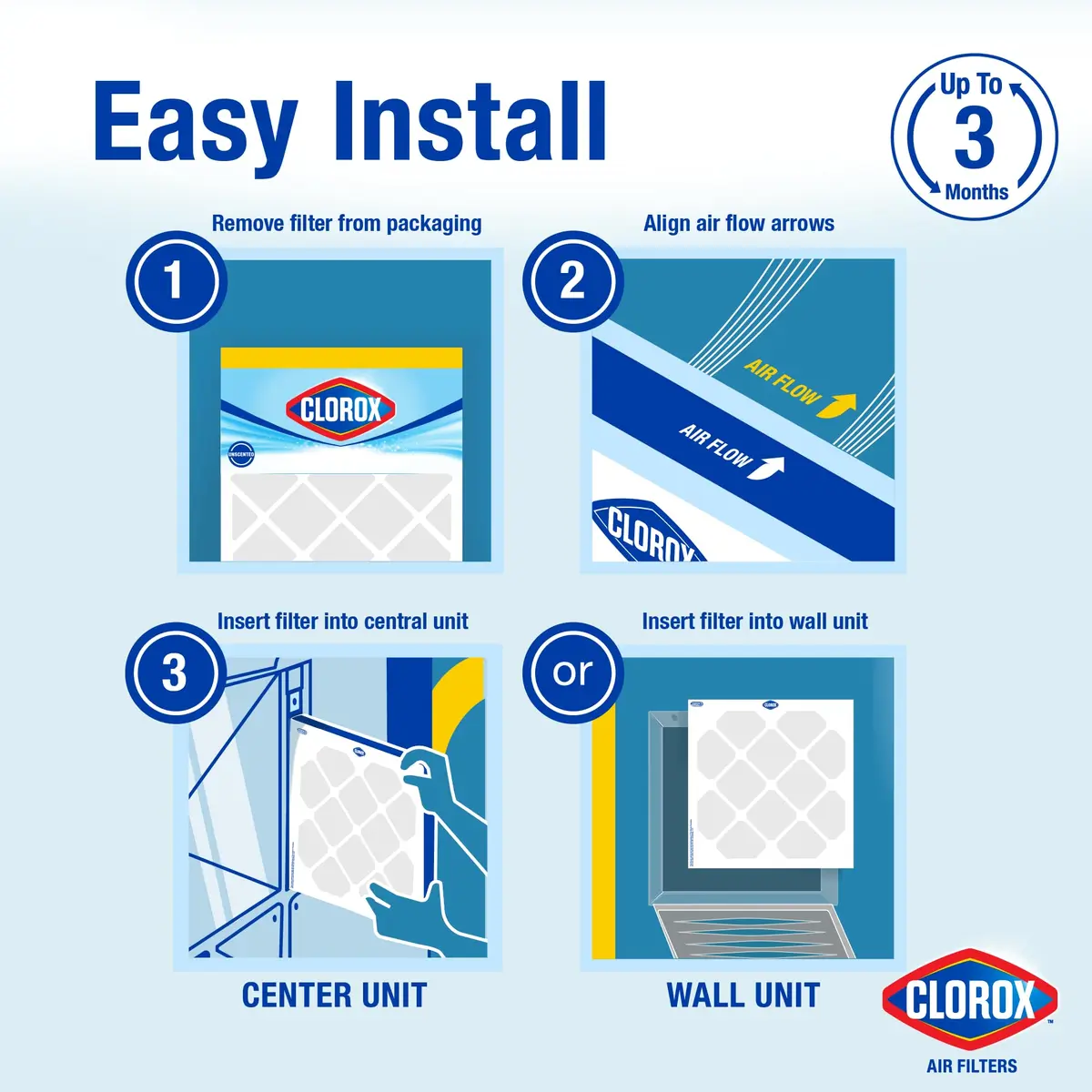 Clorox Air Filters 14x14x1 MERV 8 with Carbon | Pet & Odor Control, Made in USA - view 3