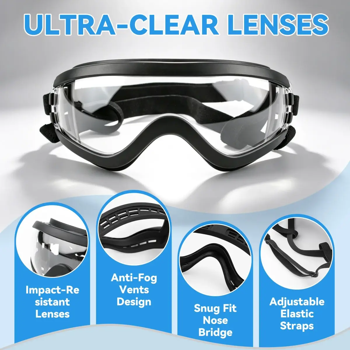Enjoying Gloss Clear Dog Goggles for Medium Breeds with UV Protection - view 4