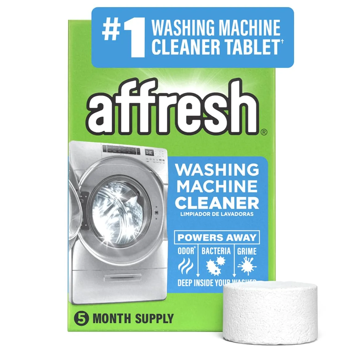 Affresh Washing Machine Cleaner for Odor Causing Bacteria & Grime, 3 Tablets - main product image