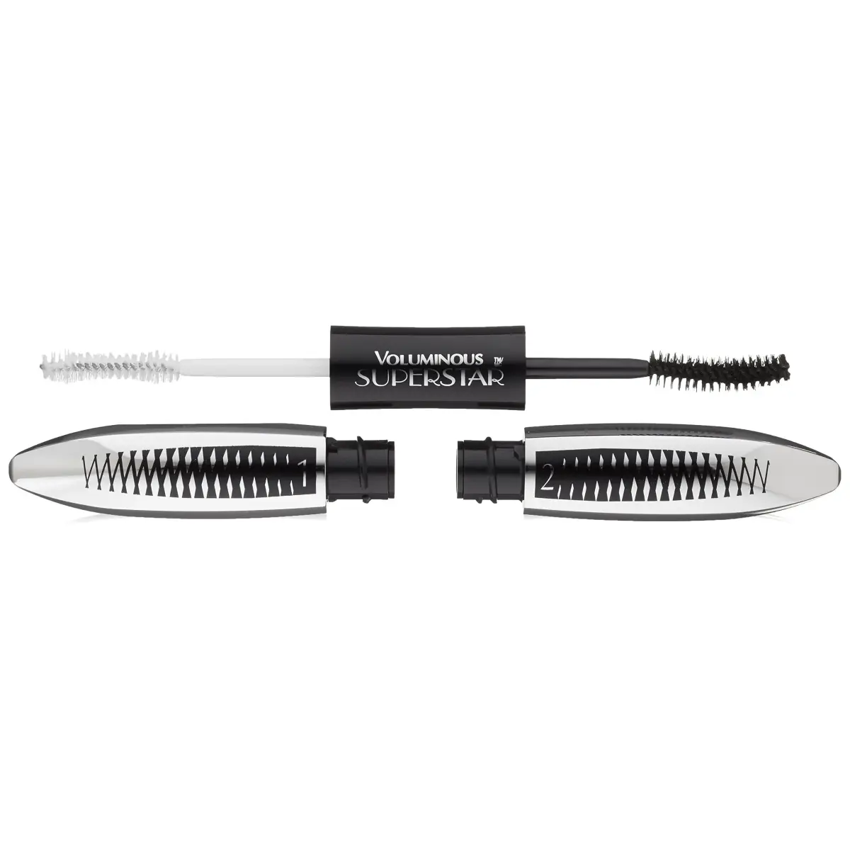 L'Oreal Paris Voluminous Superstar Mascara, Blackest Black, 0.82 ml (0.41 Fl Oz) x 2 | Washable, Primer + Fiber Formula - main product image
