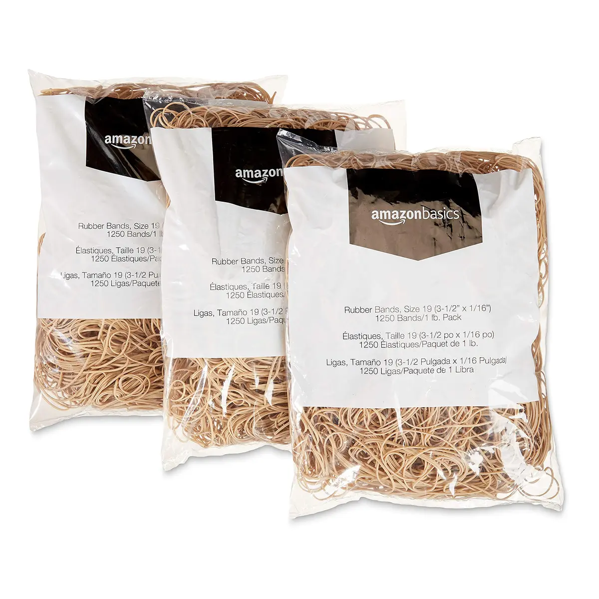 Amazon Basics Rubber Bands, Size 19 (3.5 x 0.06 Inch) | 3750 Bands (6-Pack, 5.6 lb) - view 3