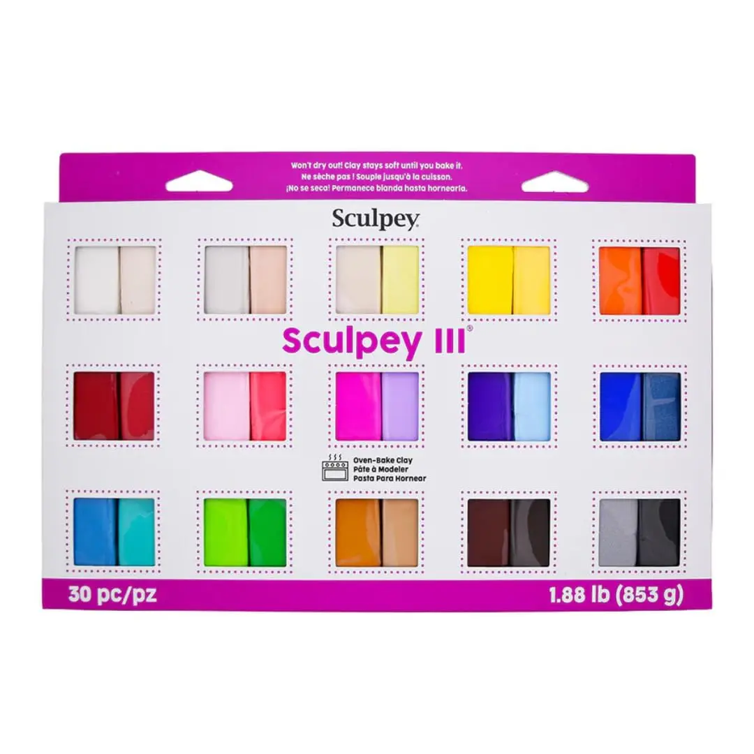 Sculpey III Oven-Bake Polymer Clay 30-Count Sampler Set, 30 Assorted Colors in 1 oz. Bars, Perfect for Jewelry, Home Decor, and General Crafting, Class Pack of 6 Sets, 180 Bars of Clay Total - view 3