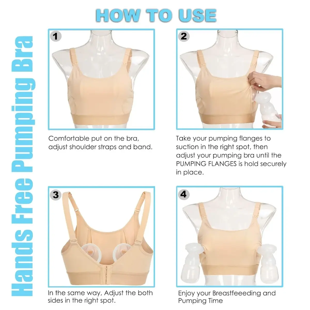 ENSDOAR Hands-Free Pumping Bra for Pumping & Nursing, Beige, X-Large | All-Day Comfort & Easy Access - view 8