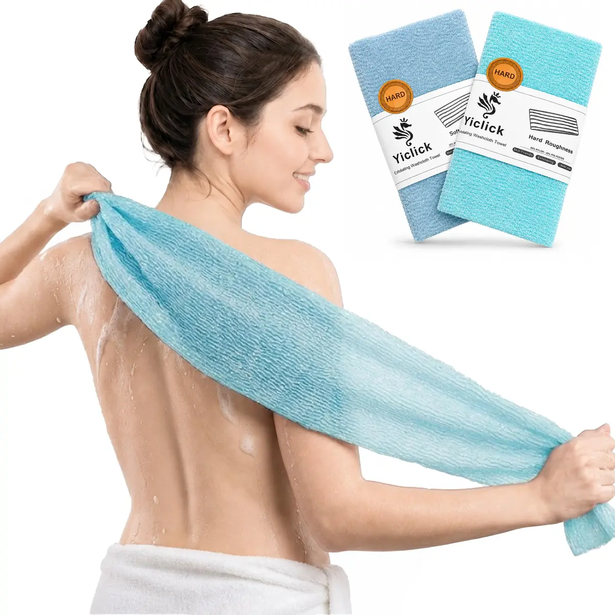 Yiclick Exfoliating Washcloth Towel 2 Pack | Effective Body Scrubber for Smooth Skin in Shower - main product image