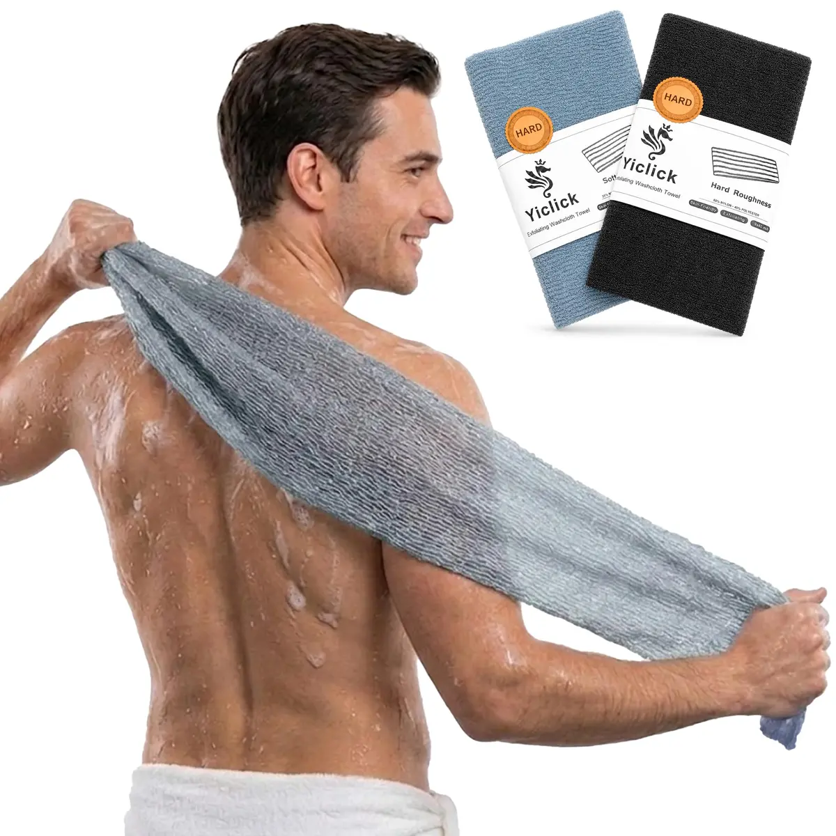Yiclick 2PCS Exfoliating Washcloth Towel | Loofah Sponge Body Scrubber for Shower & Bath (1 Count, Pack of 2) - main product image