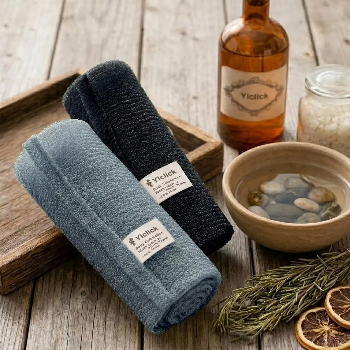 Yiclick 2PCS Exfoliating Washcloth Towel | Loofah Sponge Body Scrubber for Shower & Bath (1 Count, Pack of 2) - view 7