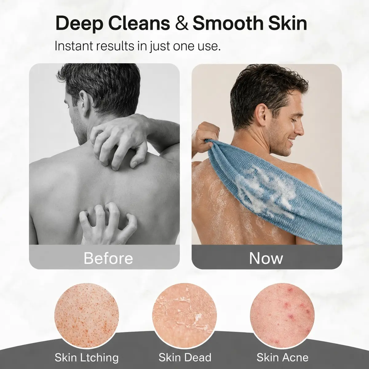 Yiclick 2PCS Exfoliating Washcloth Towel | Loofah Sponge Body Scrubber for Shower & Bath (1 Count, Pack of 2) - view 4