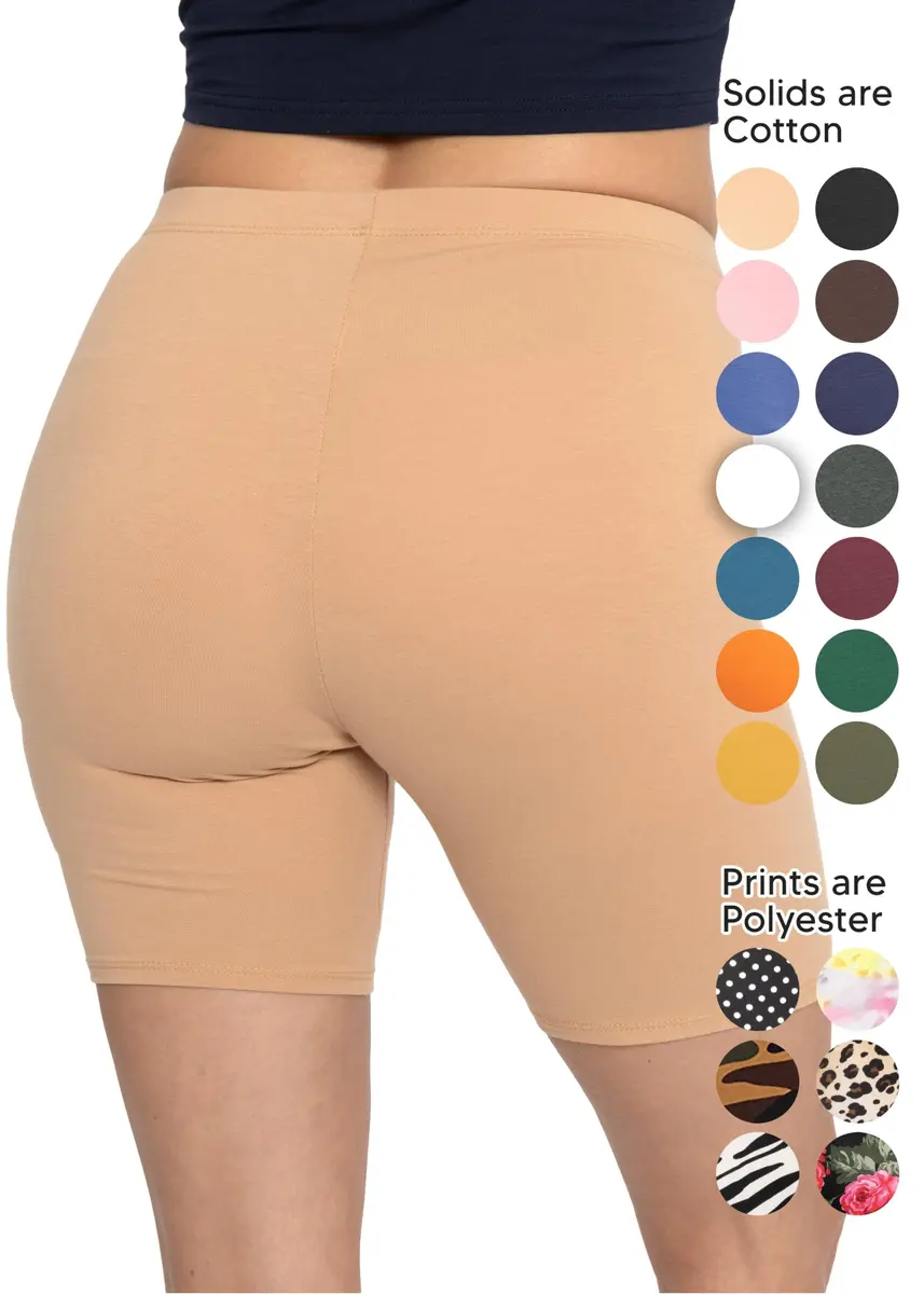 STRETCH IS COMFORT Women's Cotton Biker Shorts 2 Pack Black|Beige Medium | Soft Cotton Stretch Fit for Daily Comfort - view 3
