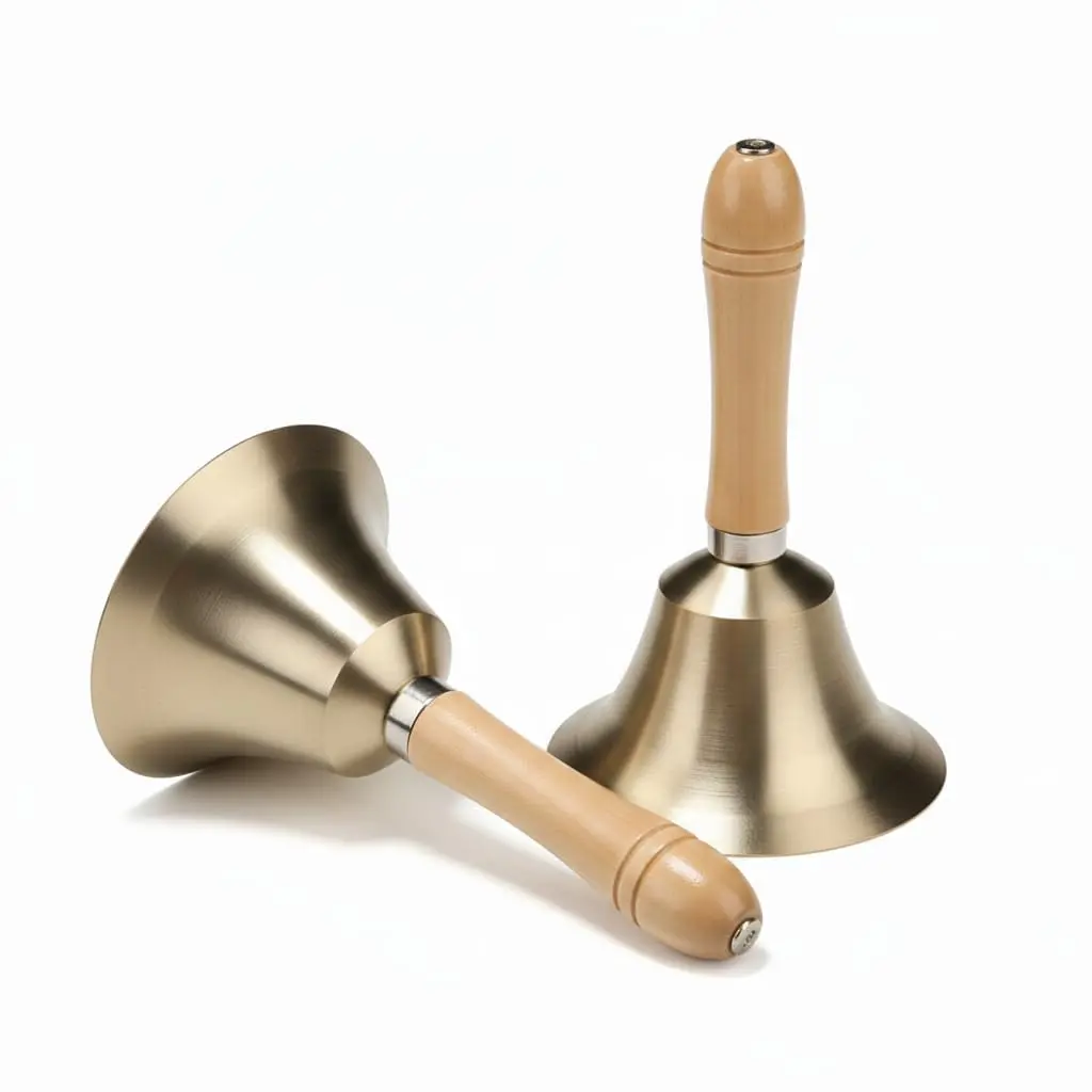 TDOCK Super Loud Solid Brass Hand Call Bell 2 Pack - 4.3 Inch Diameter | Wedding, Prayer, Dinner, Service, Attention, Medical, Teaching, Game, Celebration, Yoga, Butler, School, Meditation, Buddha, Puja Bell - main product image