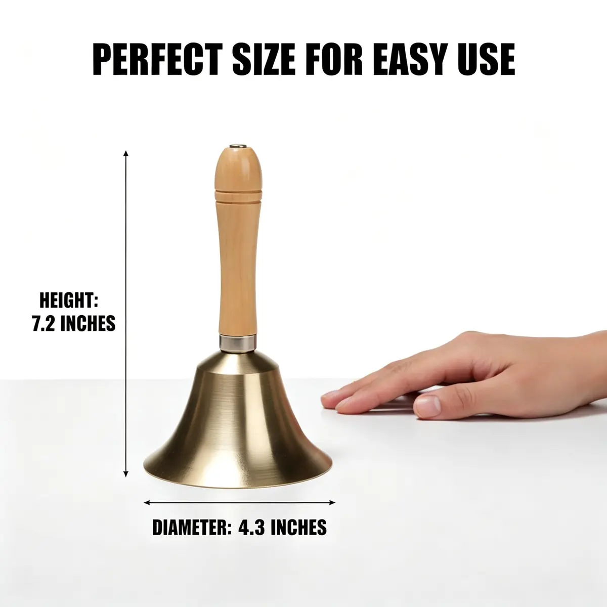 TDOCK Super Loud Solid Brass Hand Call Bell 2 Pack - 4.3 Inch Diameter | Wedding, Prayer, Dinner, Service, Attention, Medical, Teaching, Game, Celebration, Yoga, Butler, School, Meditation, Buddha, Puja Bell - view 2