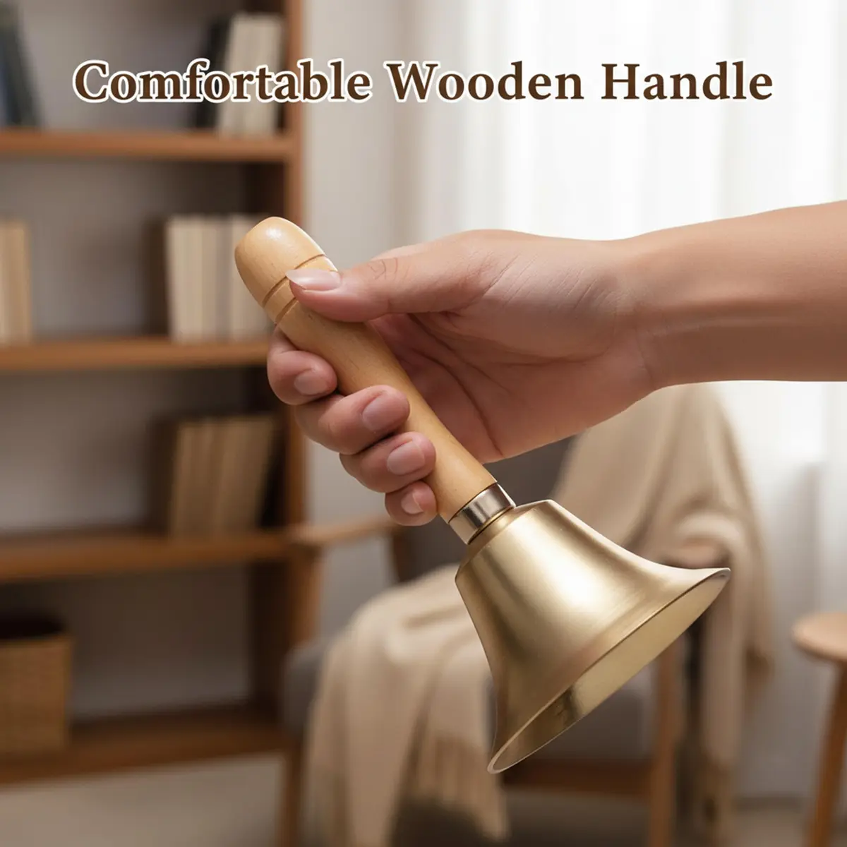 TDOCK Super Loud Solid Brass Hand Call Bell 2 Pack - 4.3 Inch Diameter | Wedding, Prayer, Dinner, Service, Attention, Medical, Teaching, Game, Celebration, Yoga, Butler, School, Meditation, Buddha, Puja Bell - view 4