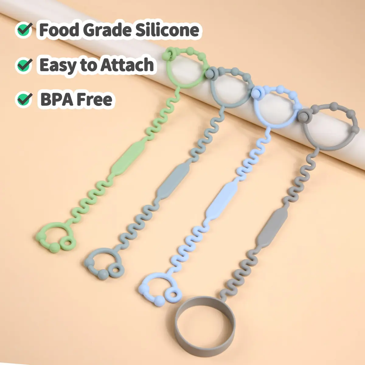 LJOWJVA Baby Pacifier & Toy Straps 4pcs | BPA-Free Silicone, Adjustable & Easy to Clean - view 7