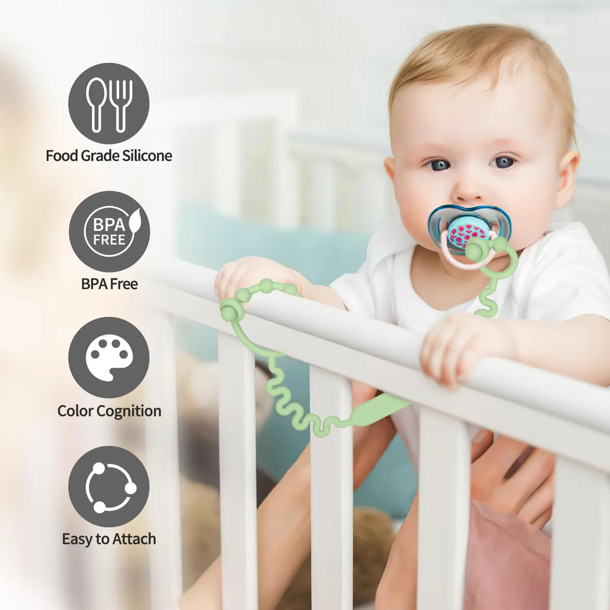 LJOWJVA Baby Pacifier & Toy Straps 4pcs | BPA-Free Silicone, Adjustable & Easy to Clean - view 3