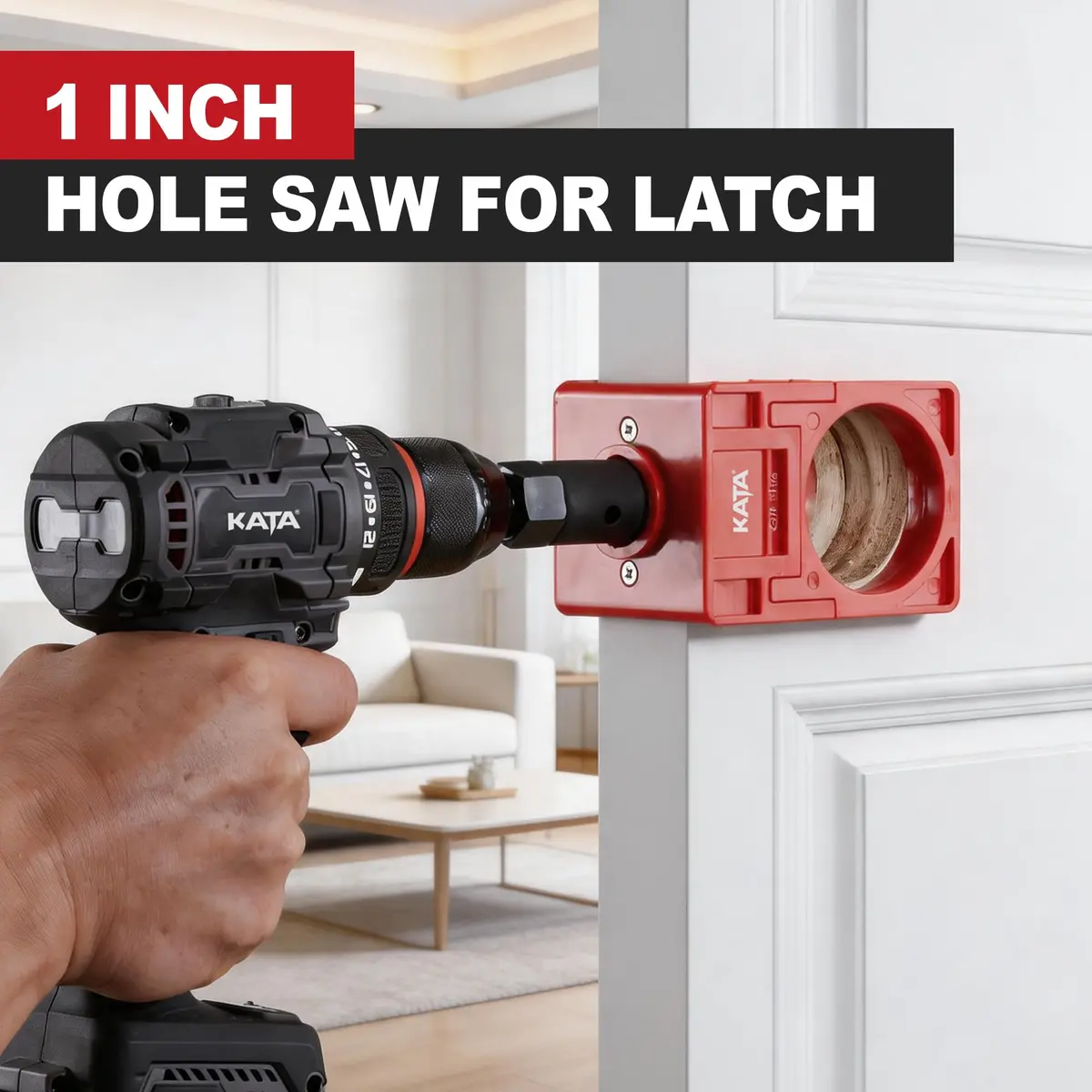 KATA Door Lock Installation Kit with Hole Saw & Guide Template for Wood Doors | Fits 1-3/8” to 1-3/4” Doors - view 5