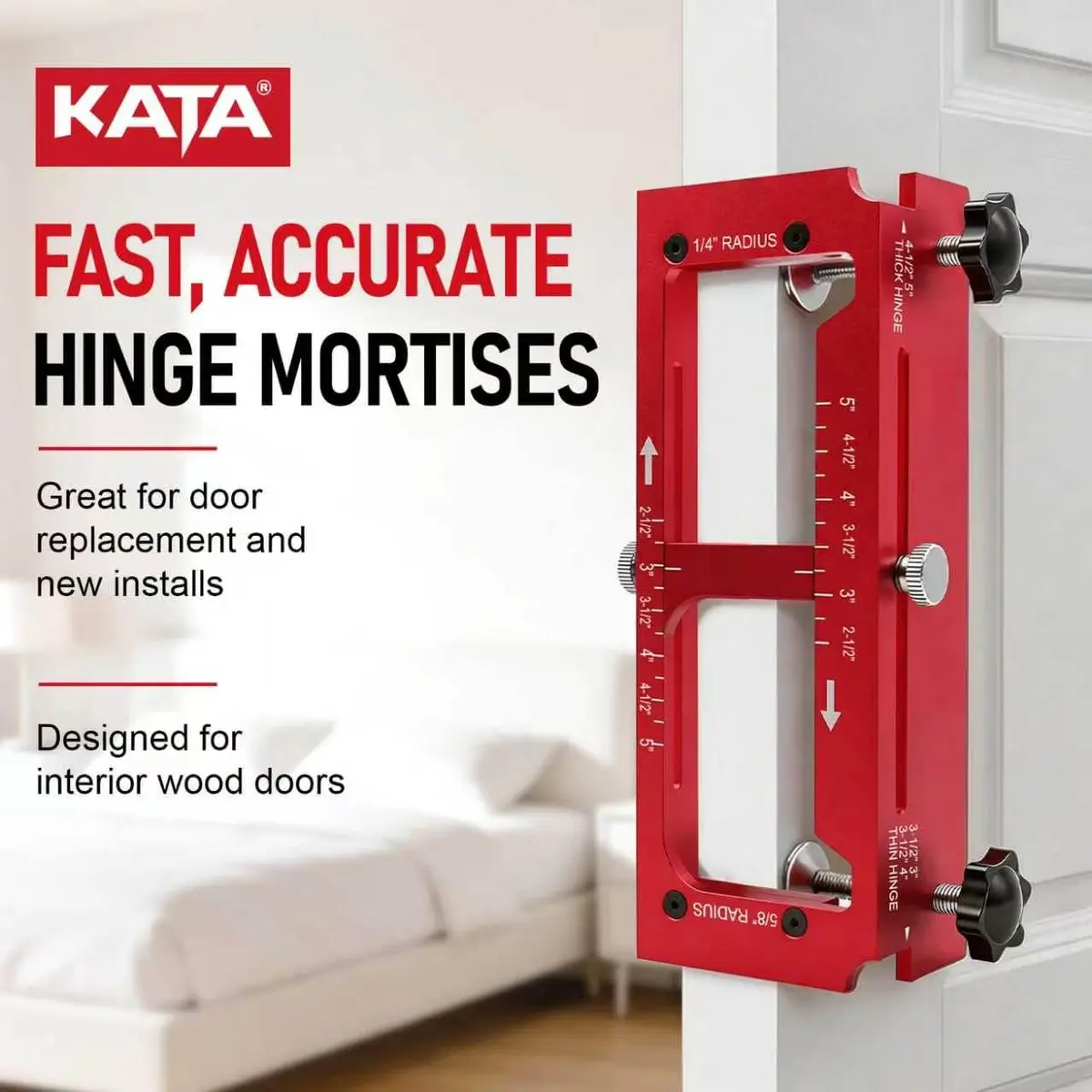 KATA Adjustable Door Hinge Jig for Router 2.5"-5" Hinges | Precision Mortise Tool Kit - view 8