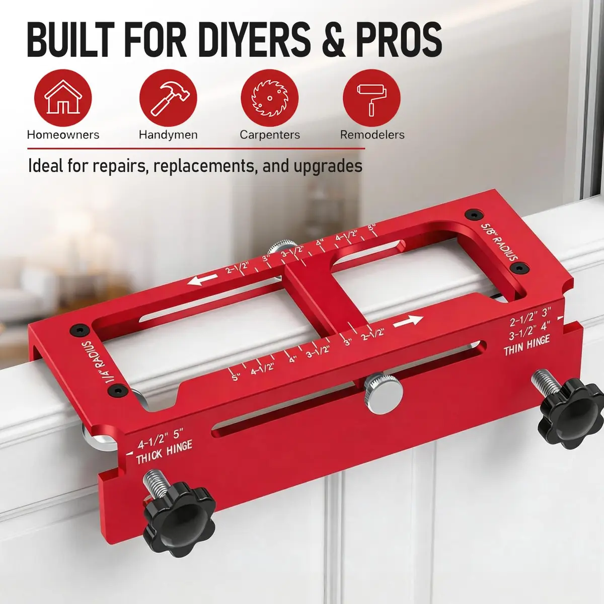 KATA Adjustable Door Hinge Jig for Router 2.5"-5" Hinges | Precision Mortise Tool Kit - view 9