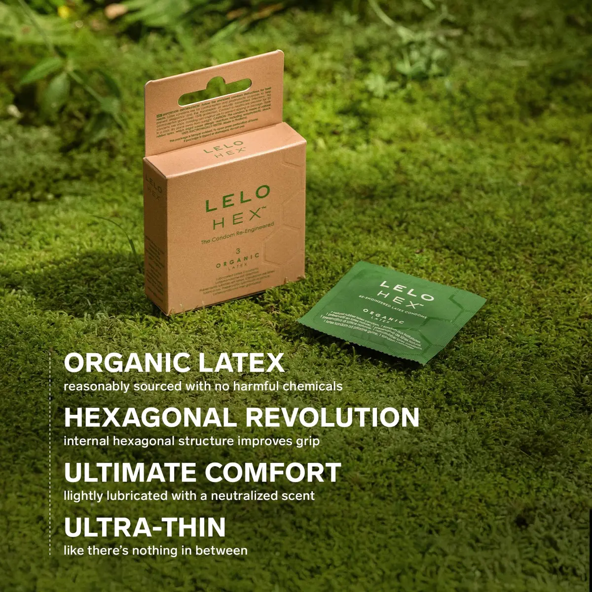 LELO HEX Organic Ultra Thin Condoms 54mm (2.12 in) | Organic Latex, 3 Pack - view 4