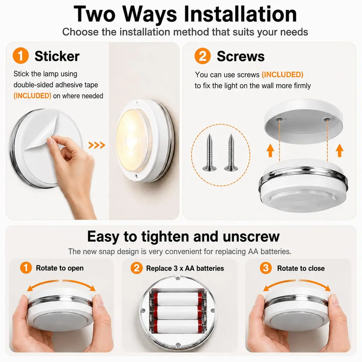 Starxing Battery Operated Puck Lights with Remote, 6-Pack White-3CCT | Wireless LED Under Cabinet Lighting - view 5
