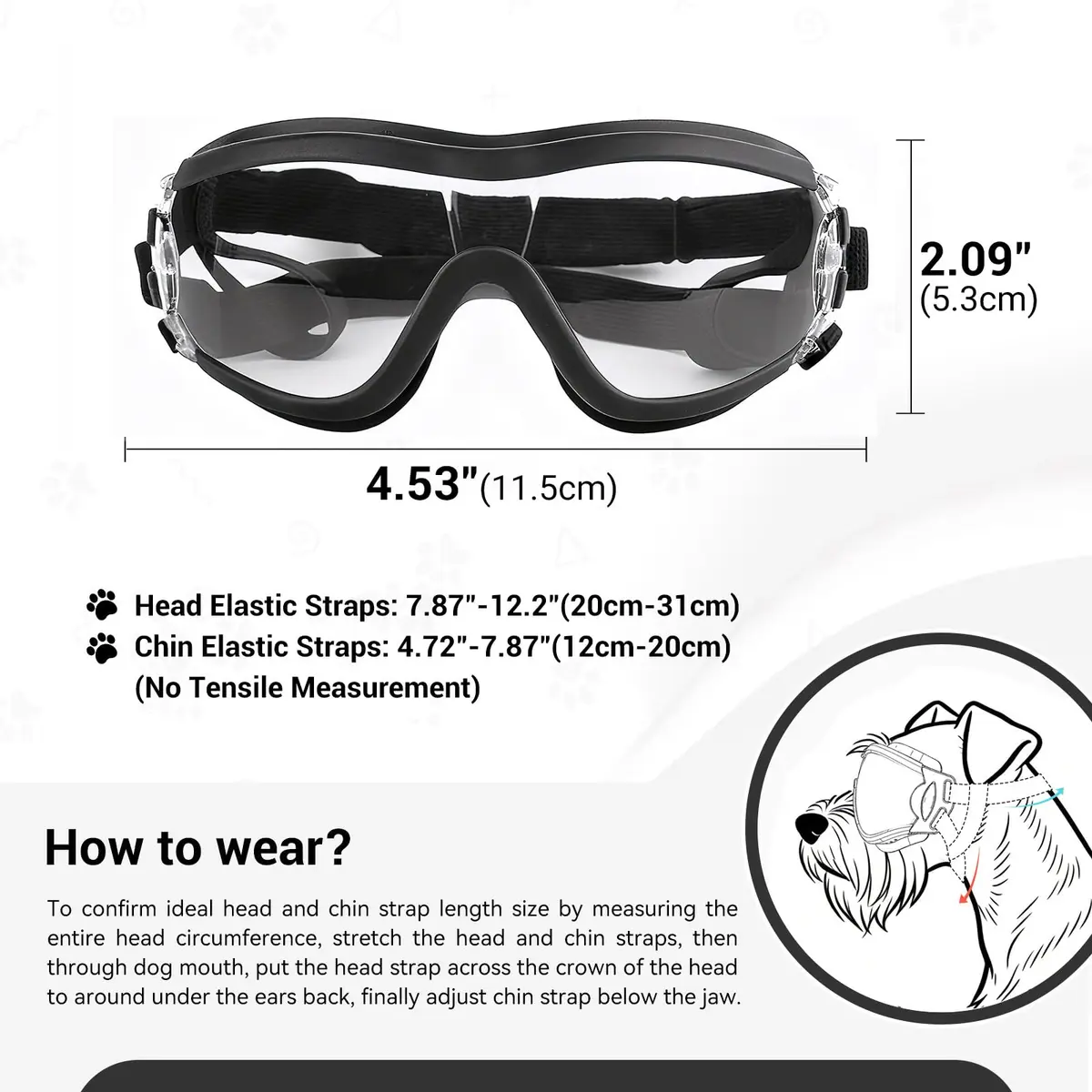 NAMSAN Clear Dog Goggles Small to Medium Breed, Windproof Sunglasses for Dogs Medium Breeds, Puppy Glasses with Elastic Straps, Adjustable, Transparent (1 Unit) - view 5