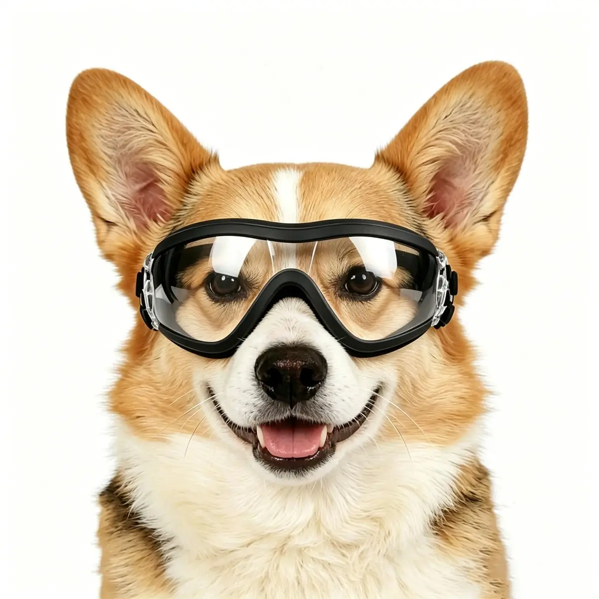 NAMSAN Clear Dog Goggles Small to Medium Breed, Windproof Sunglasses for Dogs Medium Breeds, Puppy Glasses with Elastic Straps, Adjustable, Transparent (1 Unit) - main product image
