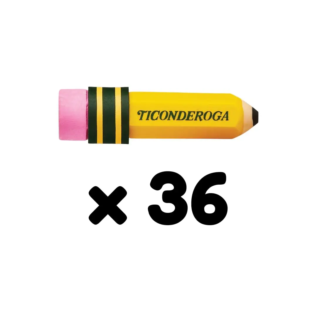 Ticonderoga Pencil Shaped Erasers, 36 Total Erasers (12 Packs of 3) | Smudge Resistant - view 6