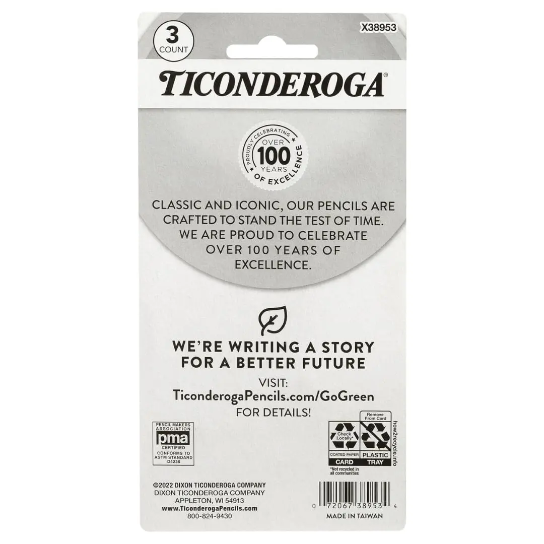 Ticonderoga Pencil Shaped Erasers, 36 Total Erasers (12 Packs of 3) | Smudge Resistant - view 3
