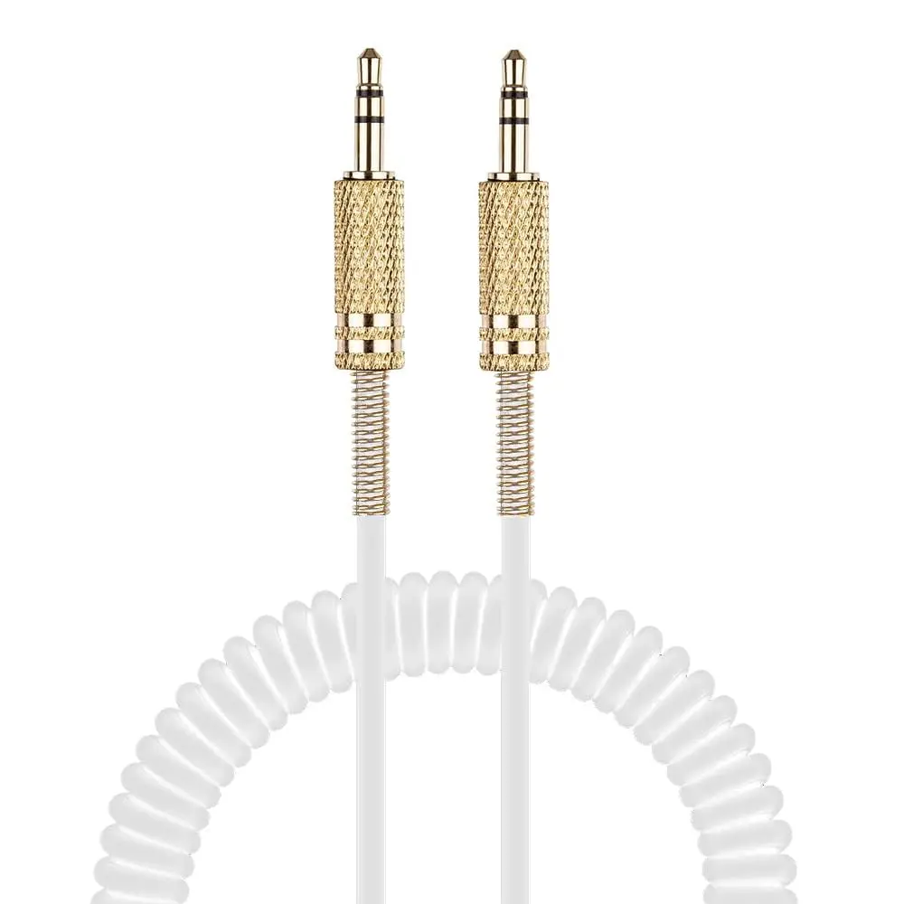 BUTIAO for Marshall Speaker Cable 3.5mm Coiled Audio Cable White | Replacement Aux Extension Cord - main product image