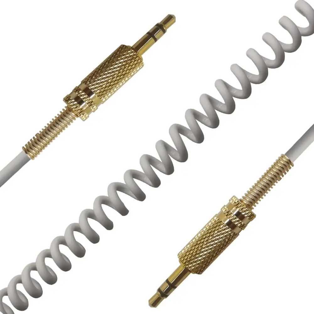 BUTIAO for Marshall Speaker Cable 3.5mm Coiled Audio Cable White | Replacement Aux Extension Cord - view 2