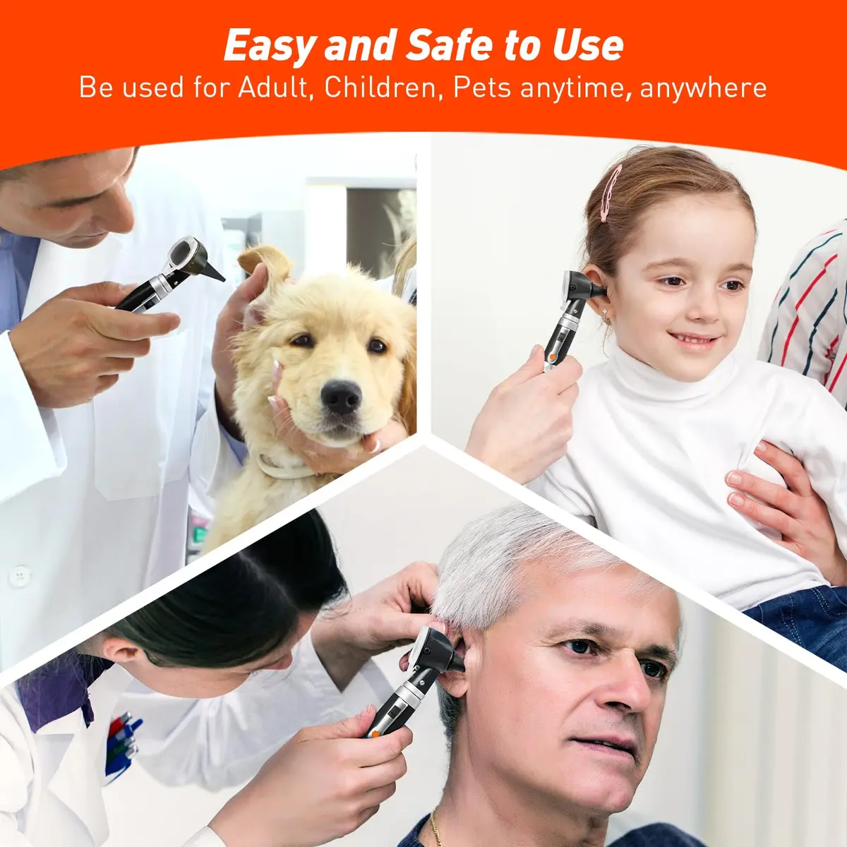 Scian Otoscope - Ear Scope with Light, Fiber Optic Otoscopes with Hard Plastic Case, Pocket Ear Infection Detector for Nurses,Kids,Elders,Home Use (Black) | Clear Ear Observation - view 2