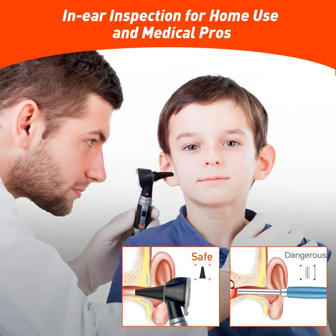 Scian Otoscope - Ear Scope with Light, Fiber Optic Otoscopes with Hard Plastic Case, Pocket Ear Infection Detector for Nurses,Kids,Elders,Home Use (Black) | Clear Ear Observation - view 3