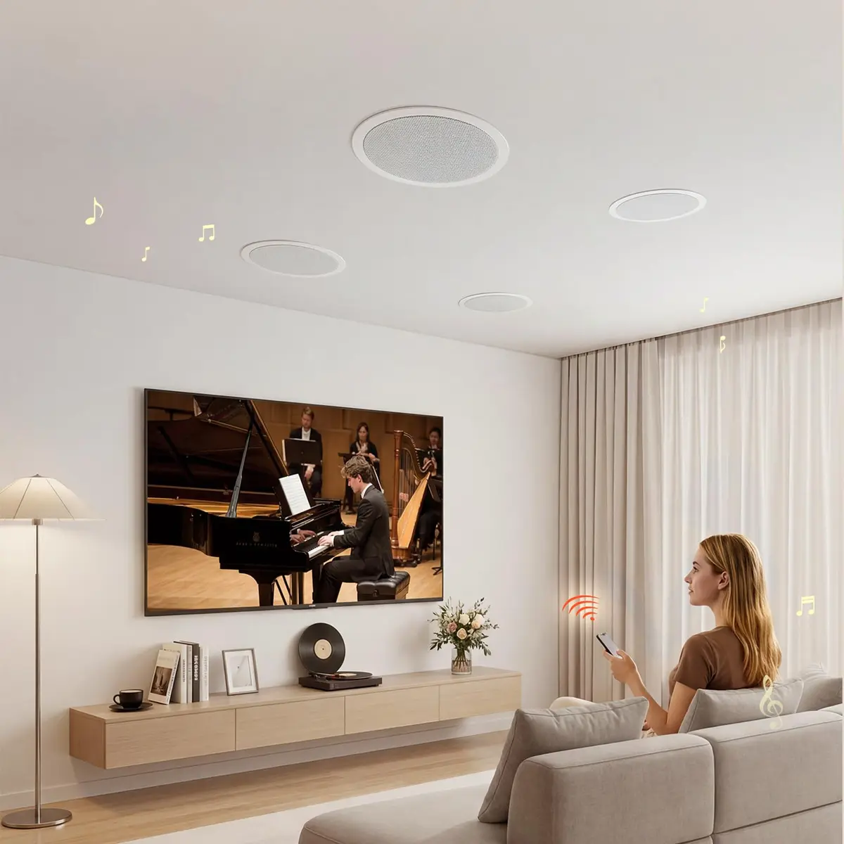 VEVOR Bluetooth Ceiling Speakers, 6.5" | 150W, in Ceiling & in-Wall System with Amplifier - view 9
