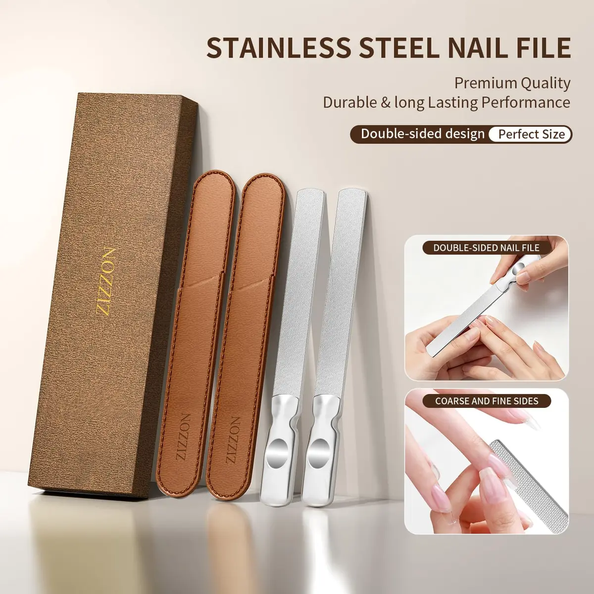 ZIZZON Stainless Steel Nail Files Double Sided 5.7 Inch | Heavy Duty Reusable Manicure Tools - view 7