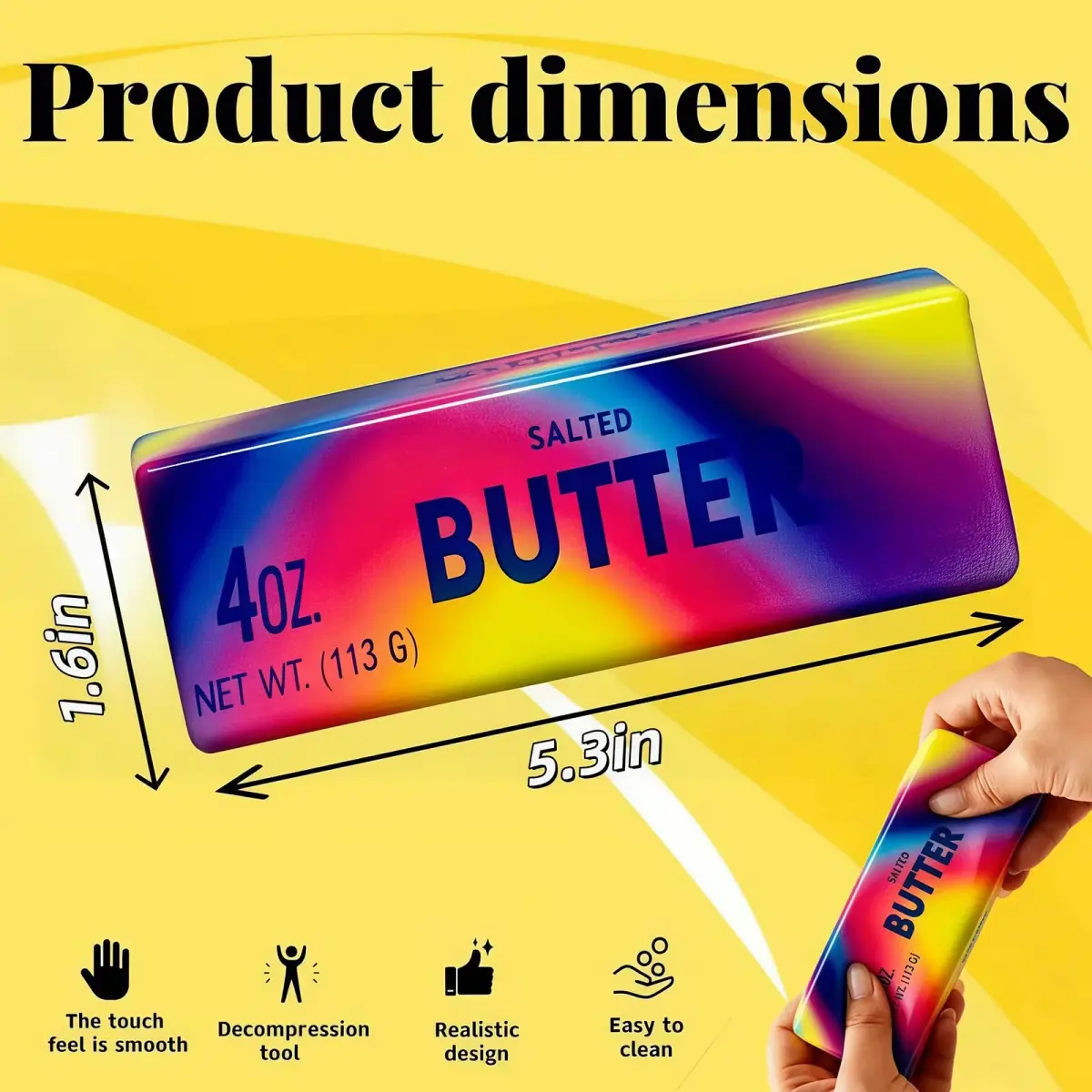 Generic Butter Stick Squeeze Stress Ball Toy 14.5cm (5.71in) | Slow Rebound PU Foam for Kids 3-7 Years - view 5