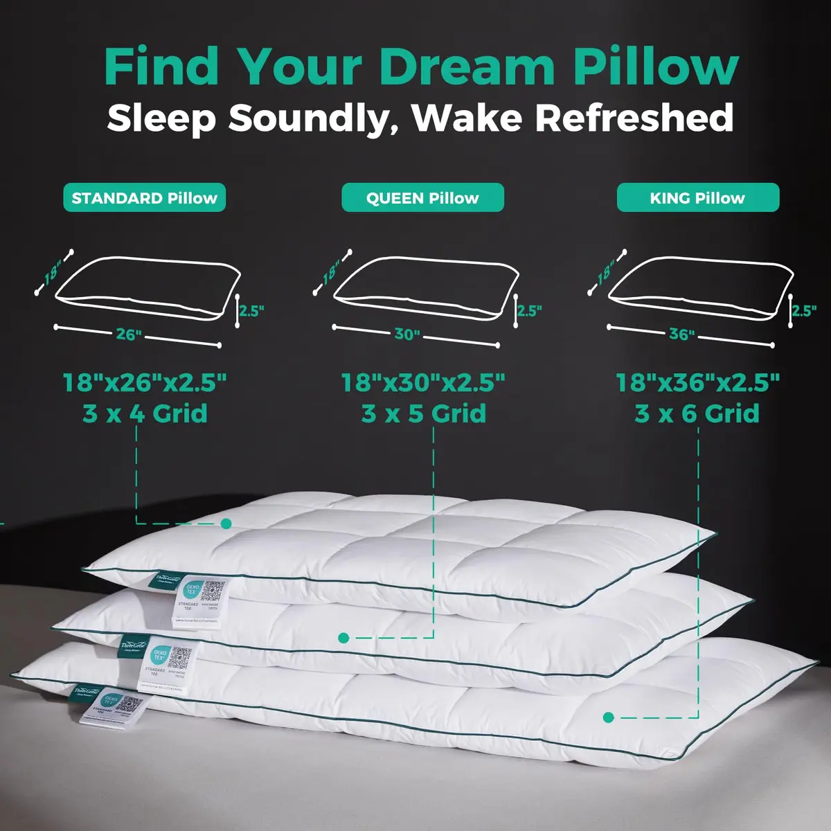 Three Geese Ultra Thin Flat Goose Down Feather Pillows Set of 2 | 2.5 inch Height, 18x26 Inch - view 8