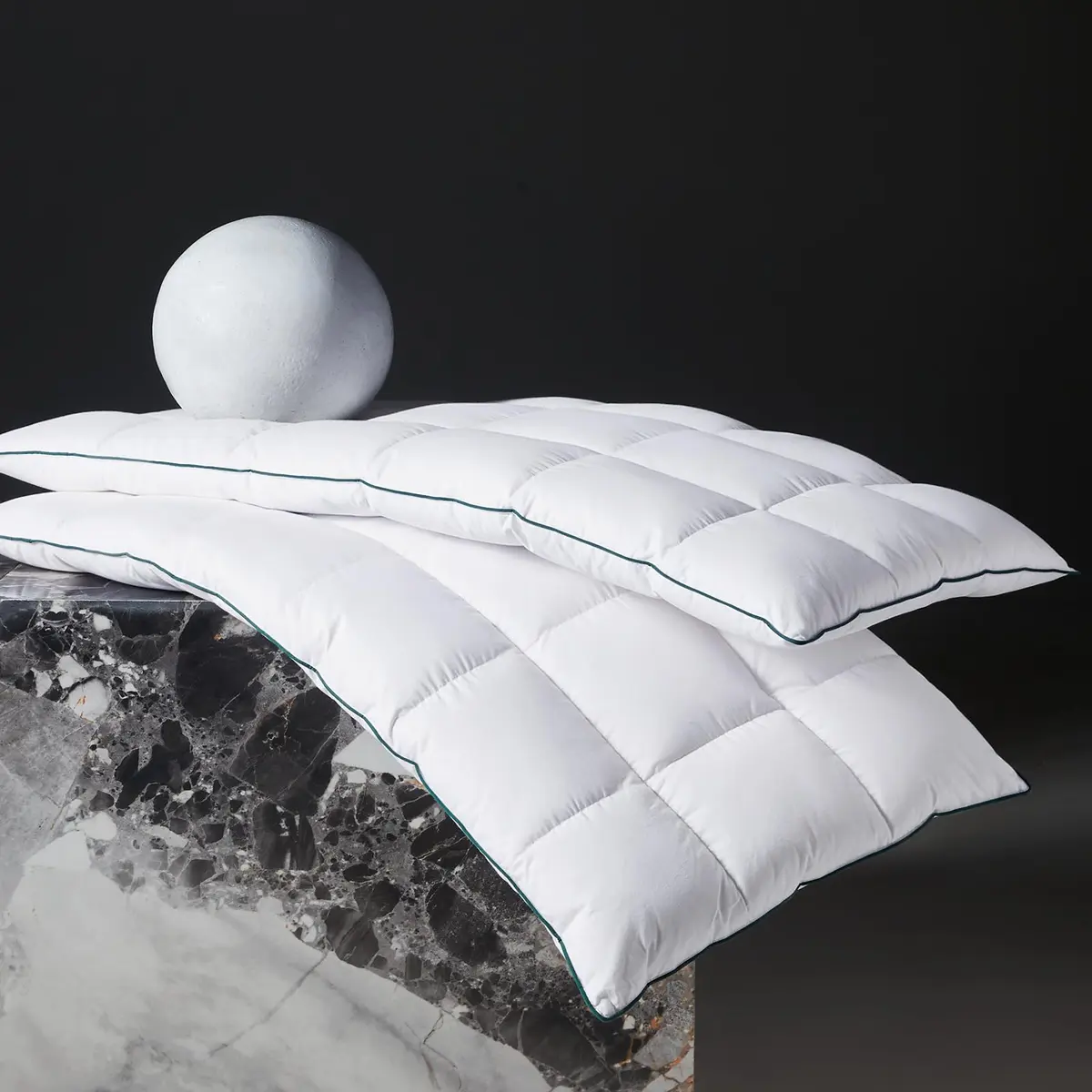 Three Geese Ultra Thin Flat Goose Down Feather Pillow Set of 2 | 2.5" Height, 100% Cotton Cover, Ergonomic Support for Sleep & Travel - main product image