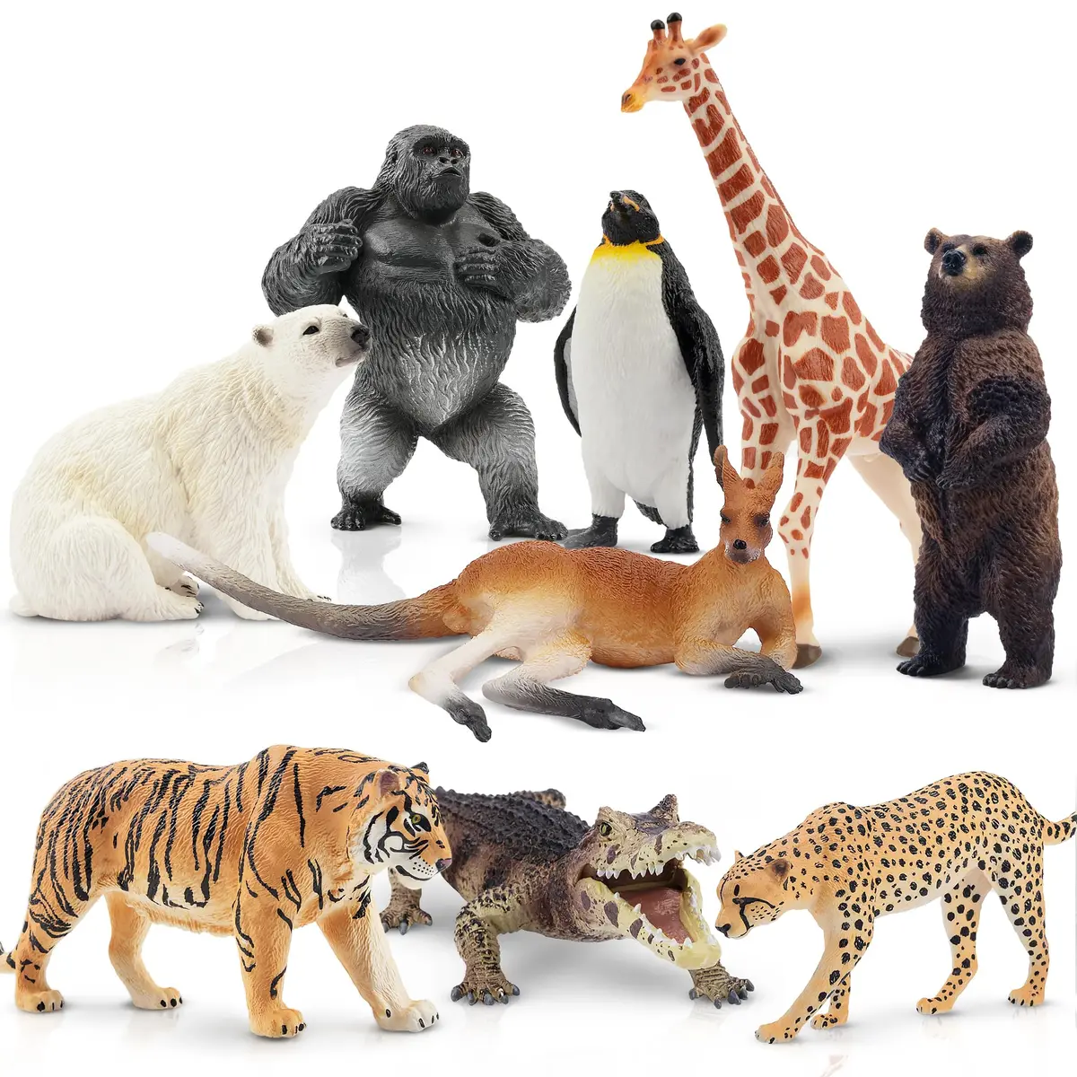 Toymany 9PCS Jungle Animal Figurines for Kids 3-5 | Realistic Safari Animal Set - main product image
