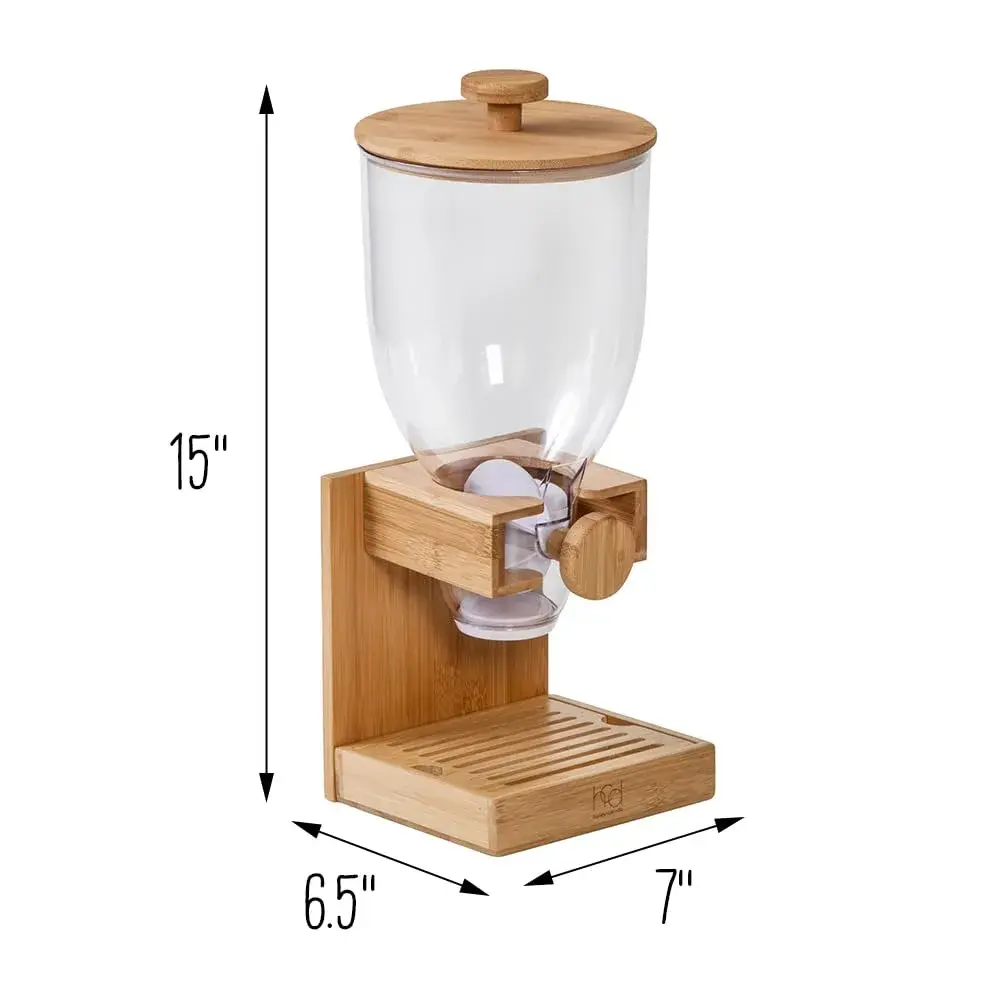 ZevrO Bamboo Cereal Dispenser with Airtight Lid, 1560 ml (52.5 Fl Oz) Pack of 3 | Countertop Dry Food Dispenser for Kitchen Organization - view 5