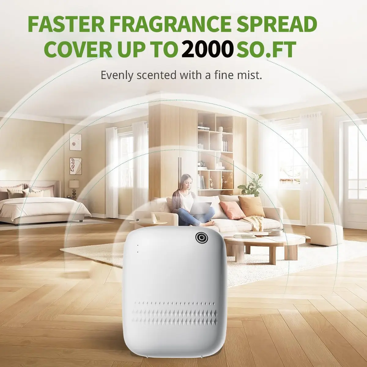 BAIESHIJI Waterless Essential Oil Diffuser 400mL | Covers Up to 2000 sq ft, App Controlled, Cold Air Diffuser for Home & Office - view 5