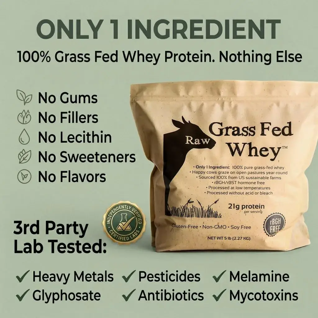 Raw Organic Whey Grass Fed Protein Powder Unflavored 0.93 kg (2 lb) | 100% Pure Single Ingredient - view 2