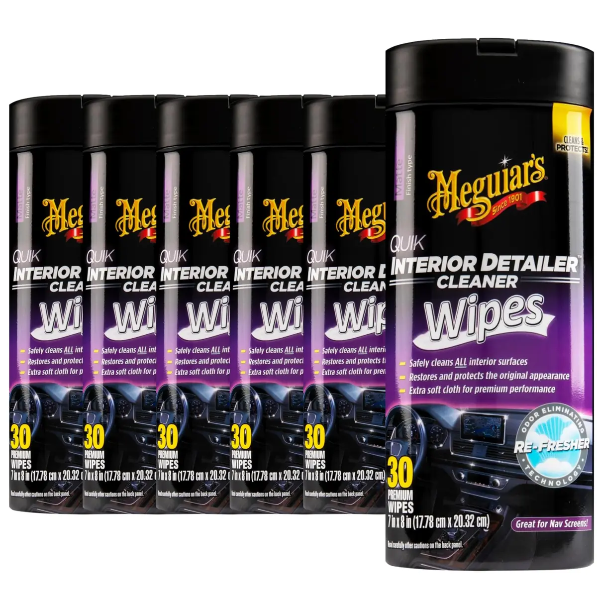 Meguiar's Quik Interior Detailer Wipes G13600, 180 Total Wipes | Dashboard & Trim Cleaner for Leather, Vinyl, Rubber, Metal, LCD, Navigation Screens - main product image
