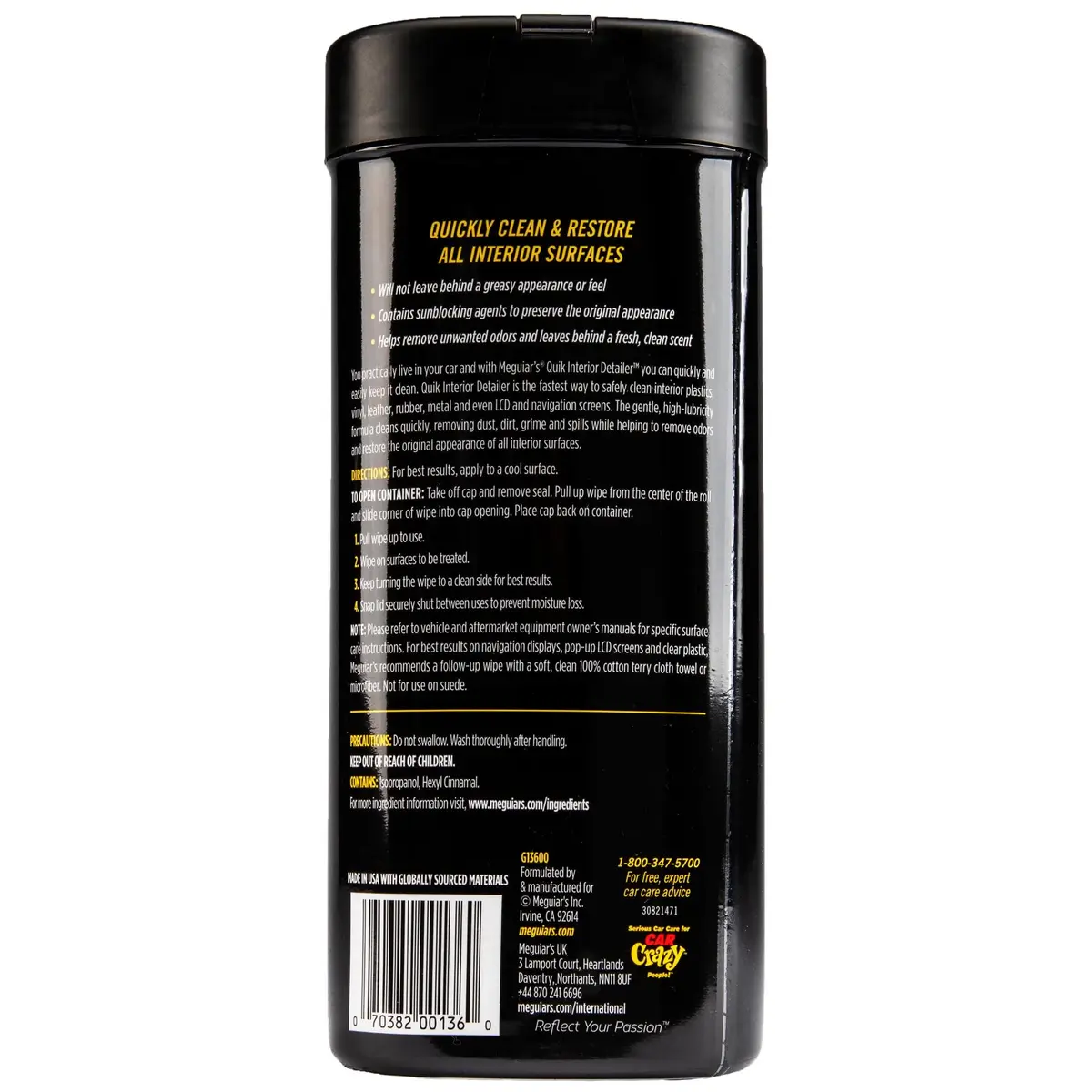 Meguiar's Quik Interior Detailer Wipes G13600, 180 Total Wipes | Dashboard & Trim Cleaner for Leather, Vinyl, Rubber, Metal, LCD, Navigation Screens - view 8