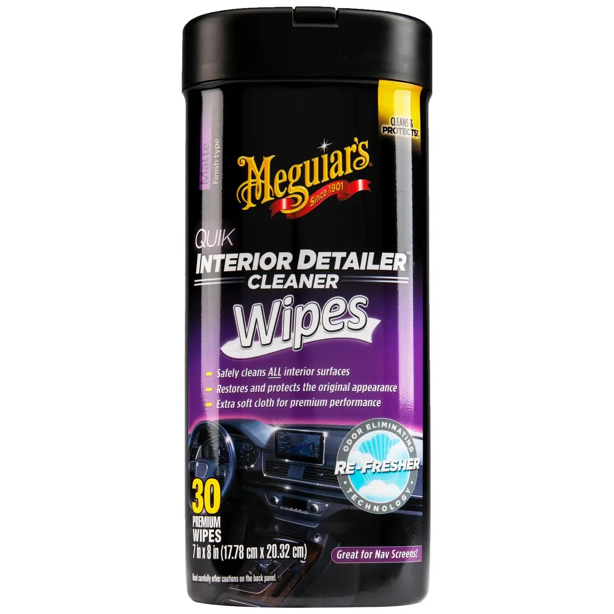 Meguiar's Quik Interior Detailer Wipes G13600, 180 Total Wipes | Dashboard & Trim Cleaner for Leather, Vinyl, Rubber, Metal, LCD, Navigation Screens - view 9