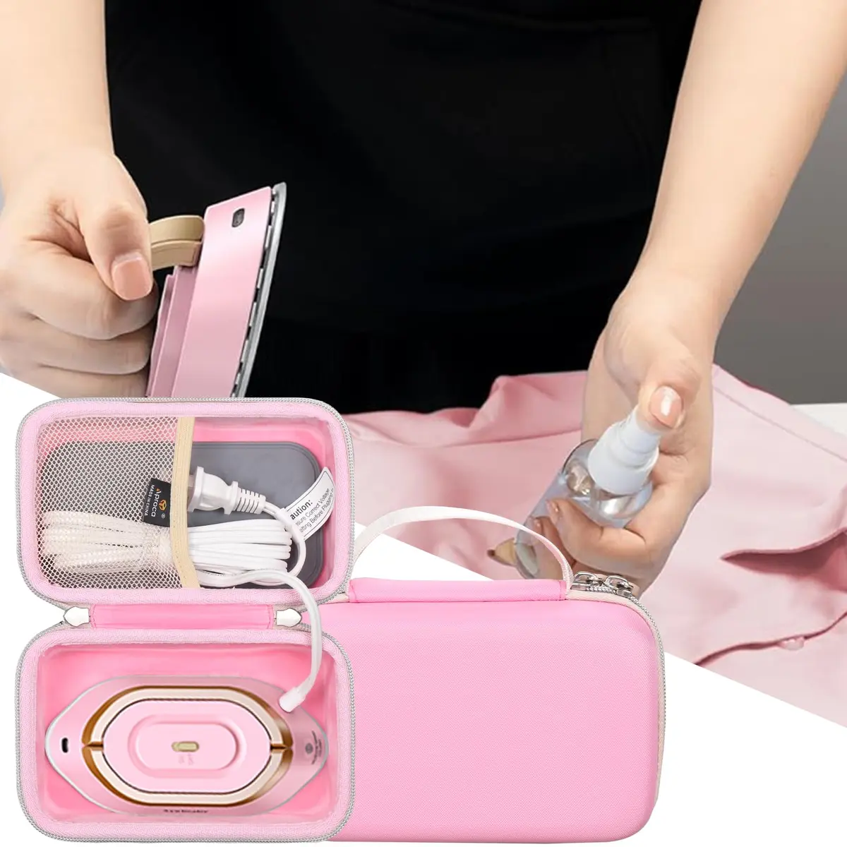 Aproca Pink HOME Case for Newbealer Travel Iron Mini Dry Iron | Compact & Durable (70-120 chars) - view 4