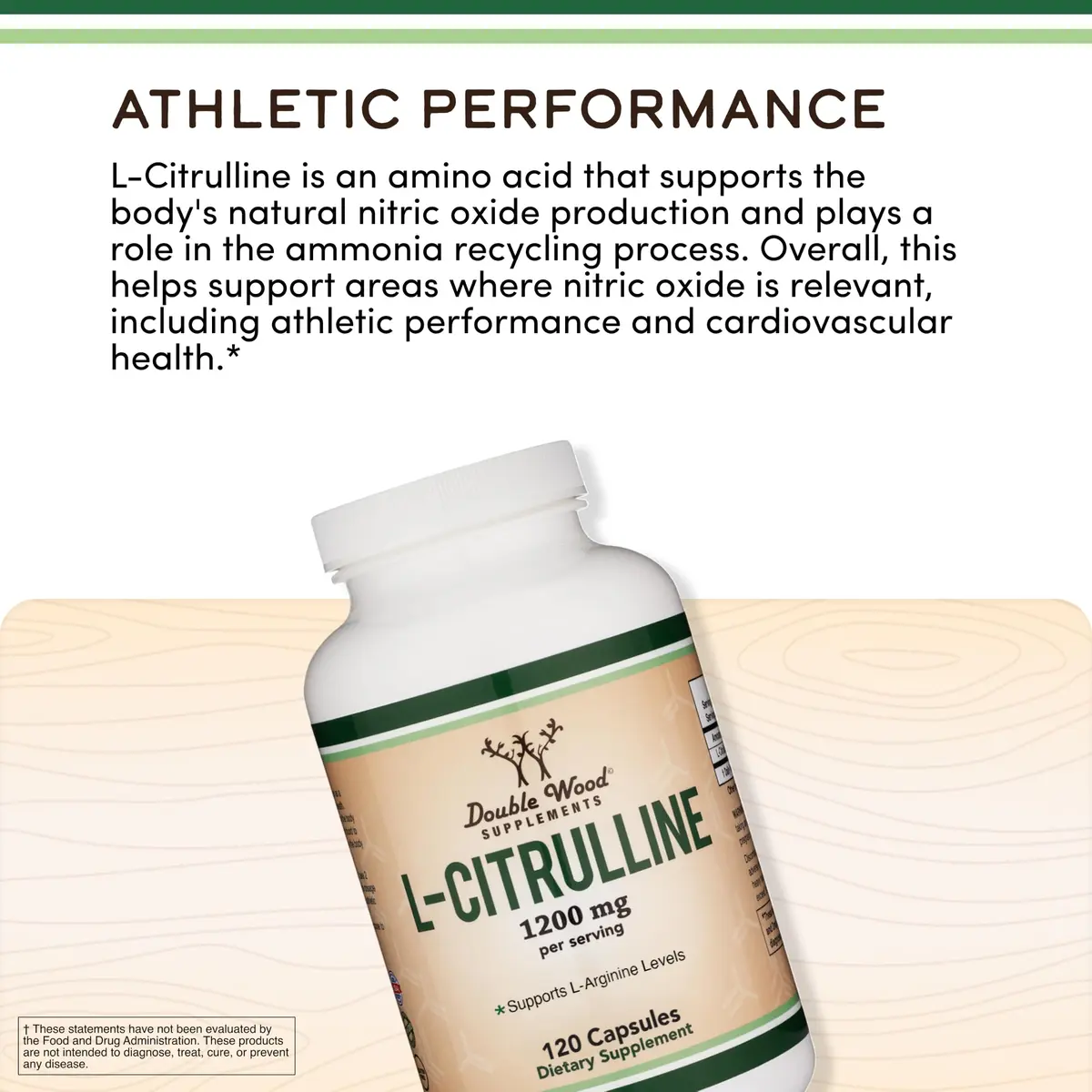 Double Wood Supplements L-Citrulline Capsules 1200mg Per Serving 120 Count | Supports Muscle Recovery & Exercise Endurance - view 4