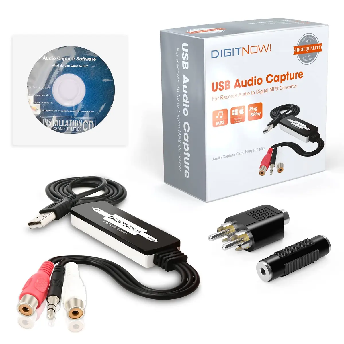 DIGITNOW USB 2.0 Audio Capture Card | Convert Cassettes to MP3, Support Mac & Windows - main product image